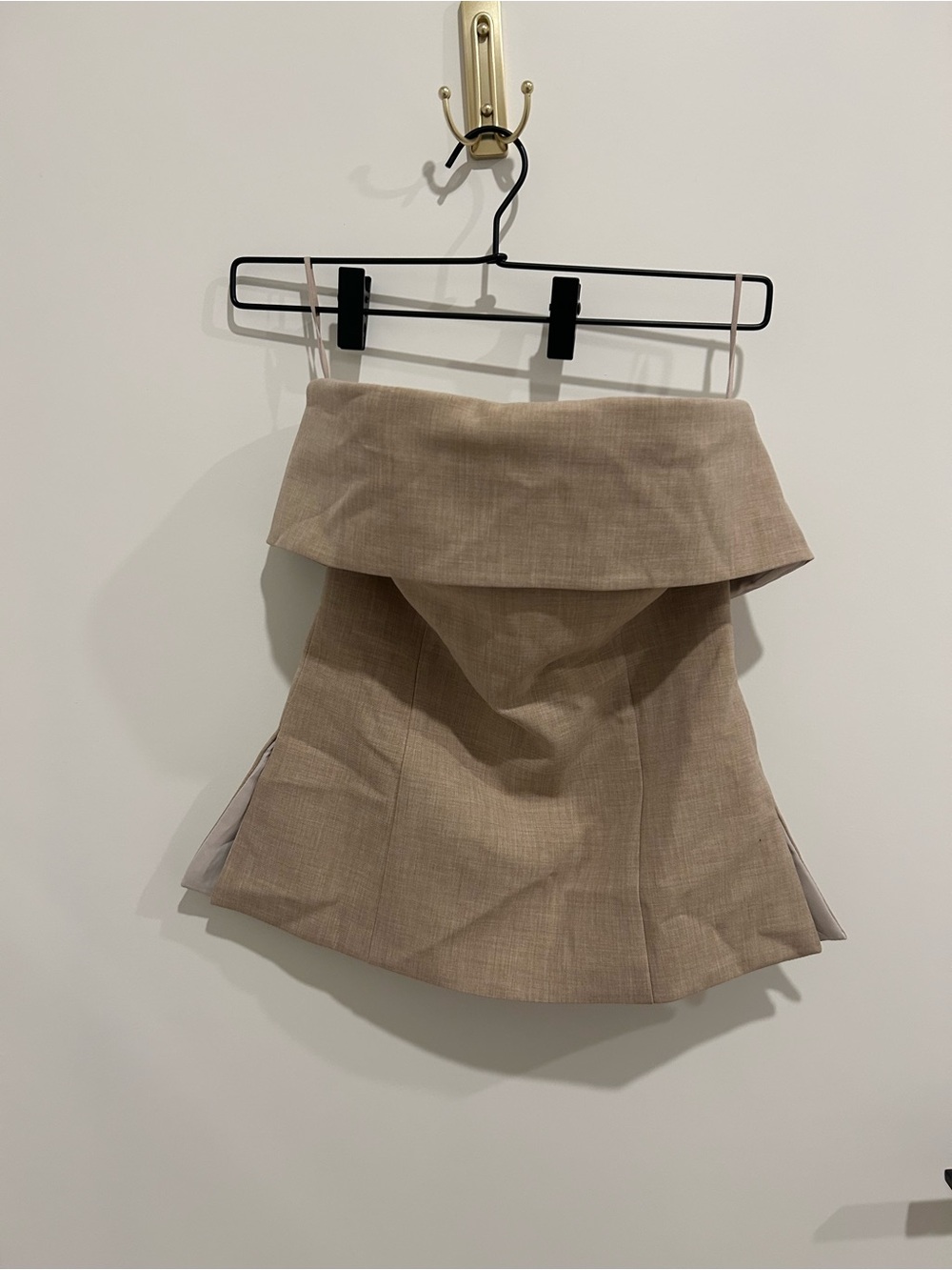 Aritzia Beige Fold-Over Mini Skirt